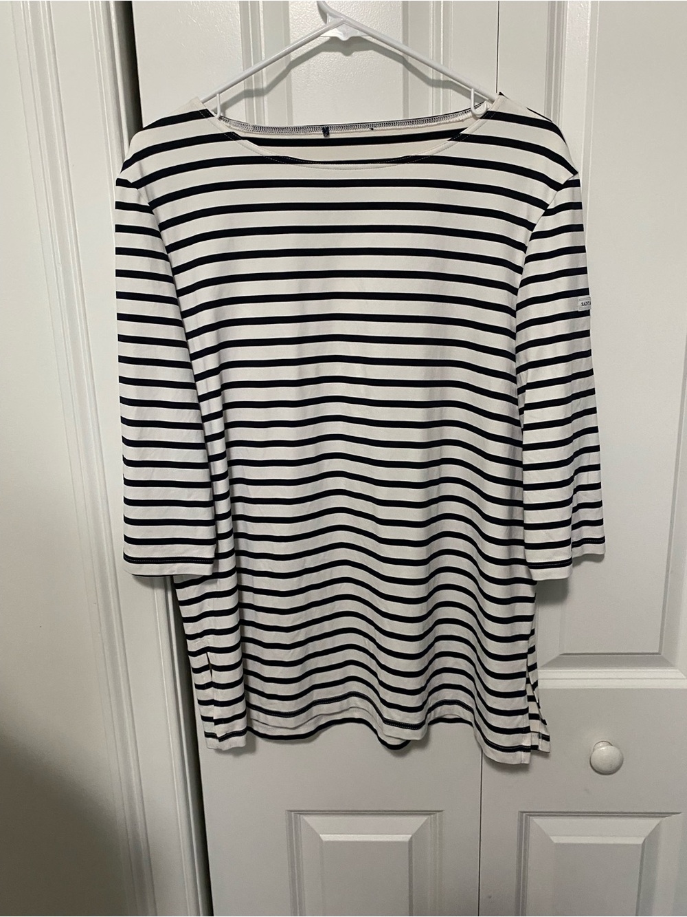 Saint James Black & White Striped Long Sleeve Top